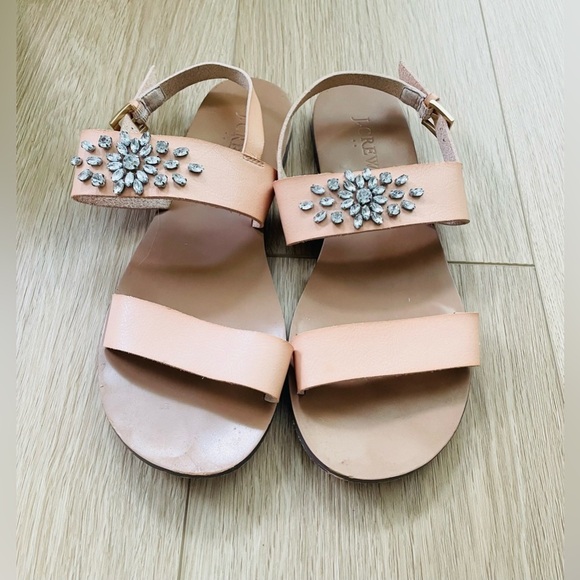J. Crew Factory Crystal Embellished Tan Flat Sandal Size 7 - Picture 1 of 3